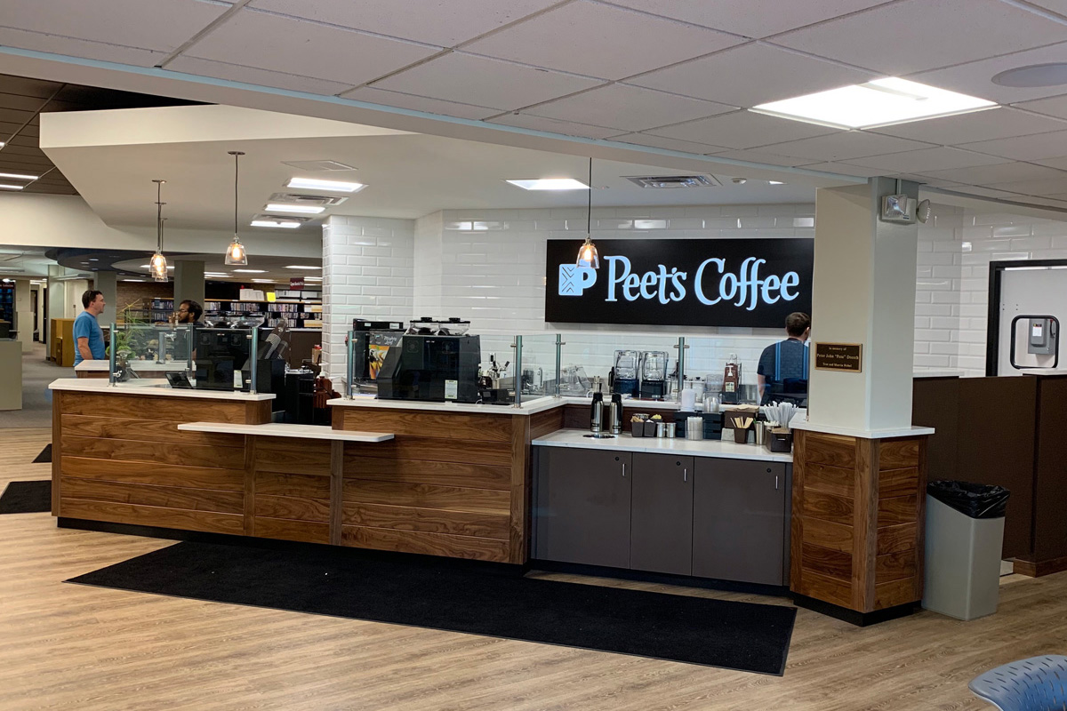 coffee counter with panels